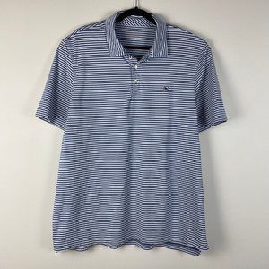 Vineyard Vines Performance Polo Shirt Mens Size XL Blue White Stripe Wicking SS